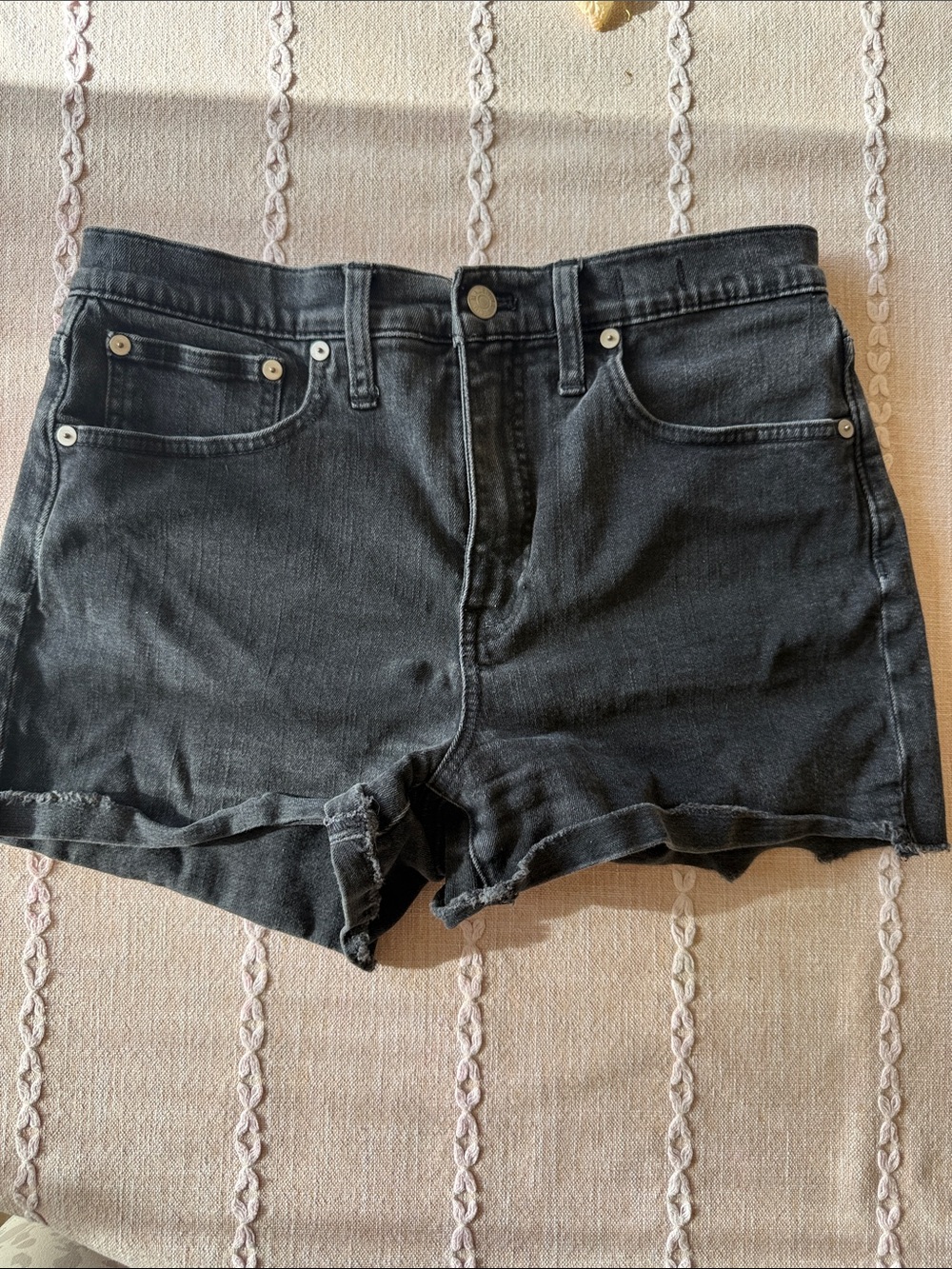 Madewell high waisted black denim shorts